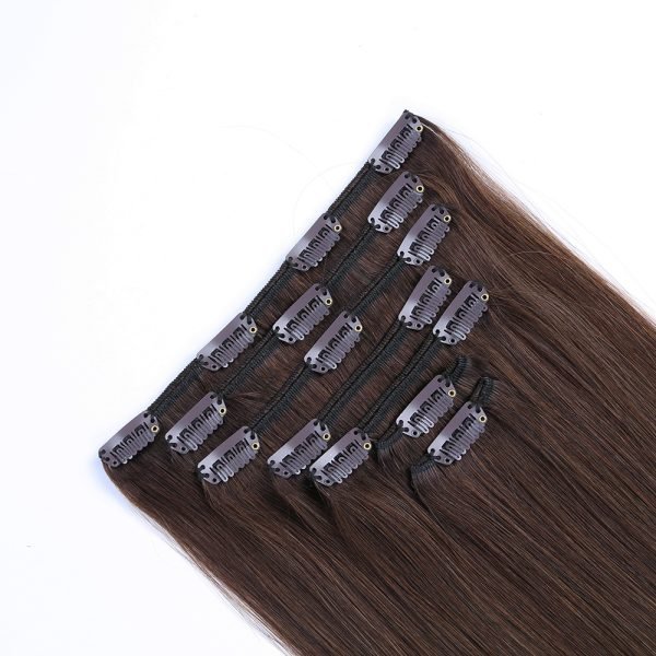 Clip In Hair Extensions Cuticle Aligned Brown Color 2# Cuticle Aligned Remy Human Hair