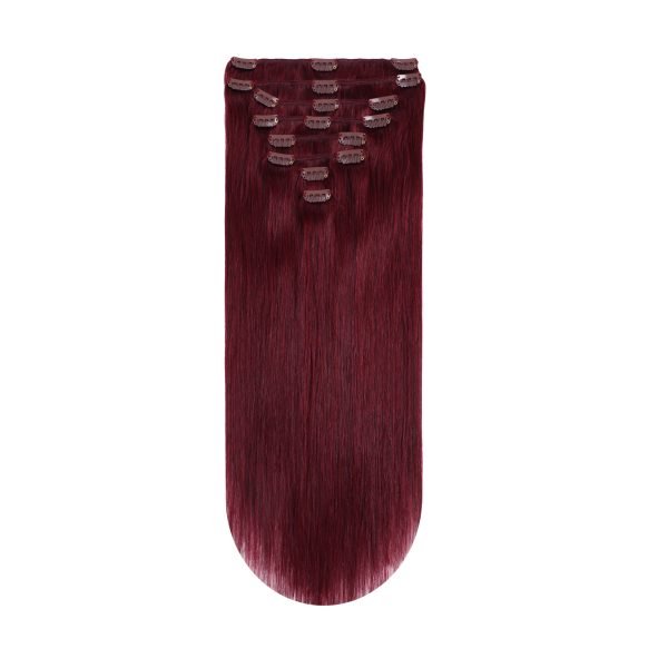 Clip In Hair Extensions Cuticle Aligned Brown Color 99j# Cuticle Aligned Remy Human Hair