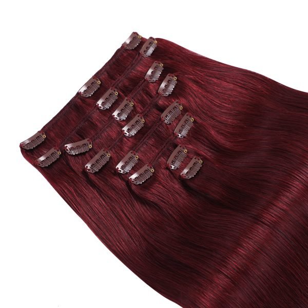 Clip In Hair Extensions Cuticle Aligned Brown Color 99j# Cuticle Aligned Remy Human Hair