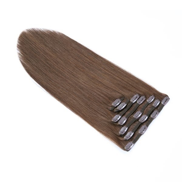 Clip In Hair Extensions Cuticle Aligned Brown Color 4# Cuticle Aligned Remy Human Hair