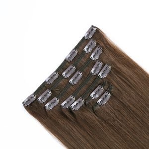 Clip In Hair Extensions Cuticle Aligned Brown Color 4# Cuticle Aligned Remy Human Hair