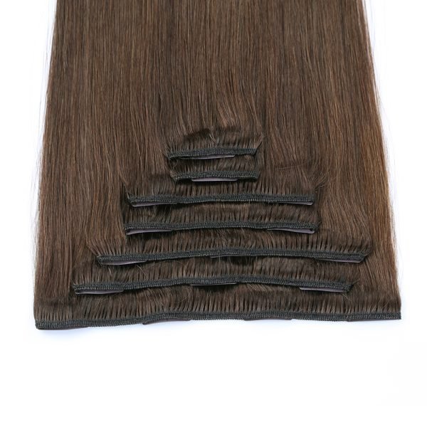 Clip In Hair Extensions Cuticle Aligned Brown Color 4# Cuticle Aligned Remy Human Hair