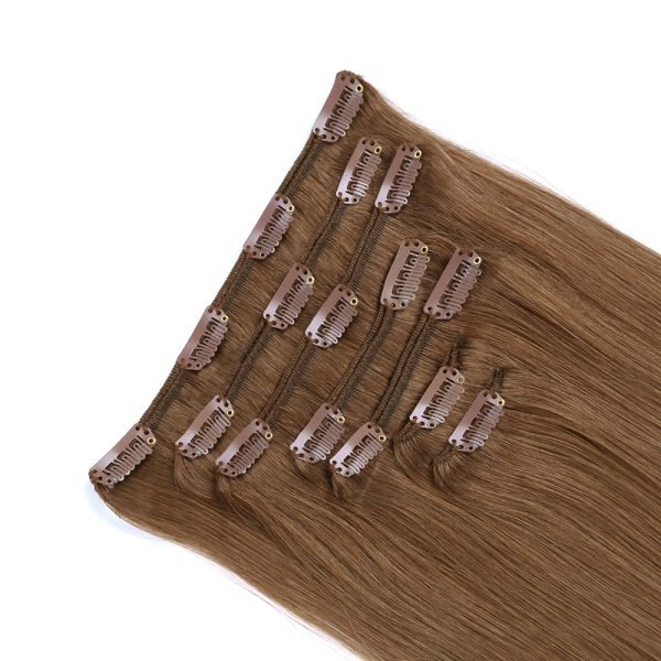 Clip In Hair Extensions Cuticle Aligned Brown Color 6# Human Hair