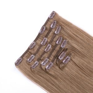 Clip In Hair Extensions Cuticle Aligned Brown Color Human Hair