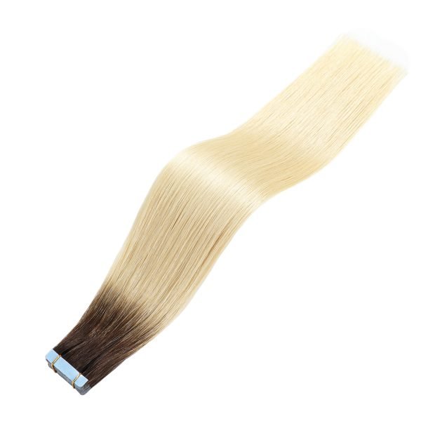 Invisible Seamless Human Hair Extension Tape In Remy Hair Cutitcle Intact Ombre Blonde