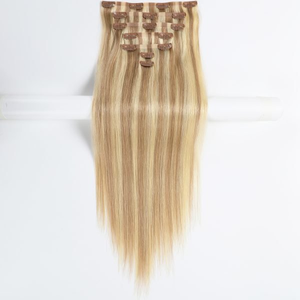 Invisible PU Inject Clip In Hair Extensions Cuticle Aligned P18-613# Blonde Hair