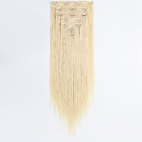 Invisible Seamless PU Human Hair Clip In Hair Extensions Remy Hair 60# Blonde