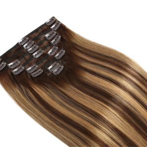 Straight Seamless Clip in Human Remy Hair Extension Cuticle Aligned