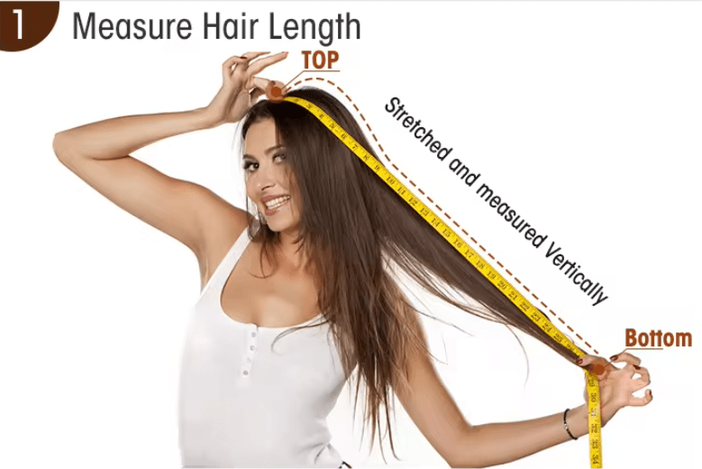 how to measure the hair extension length 